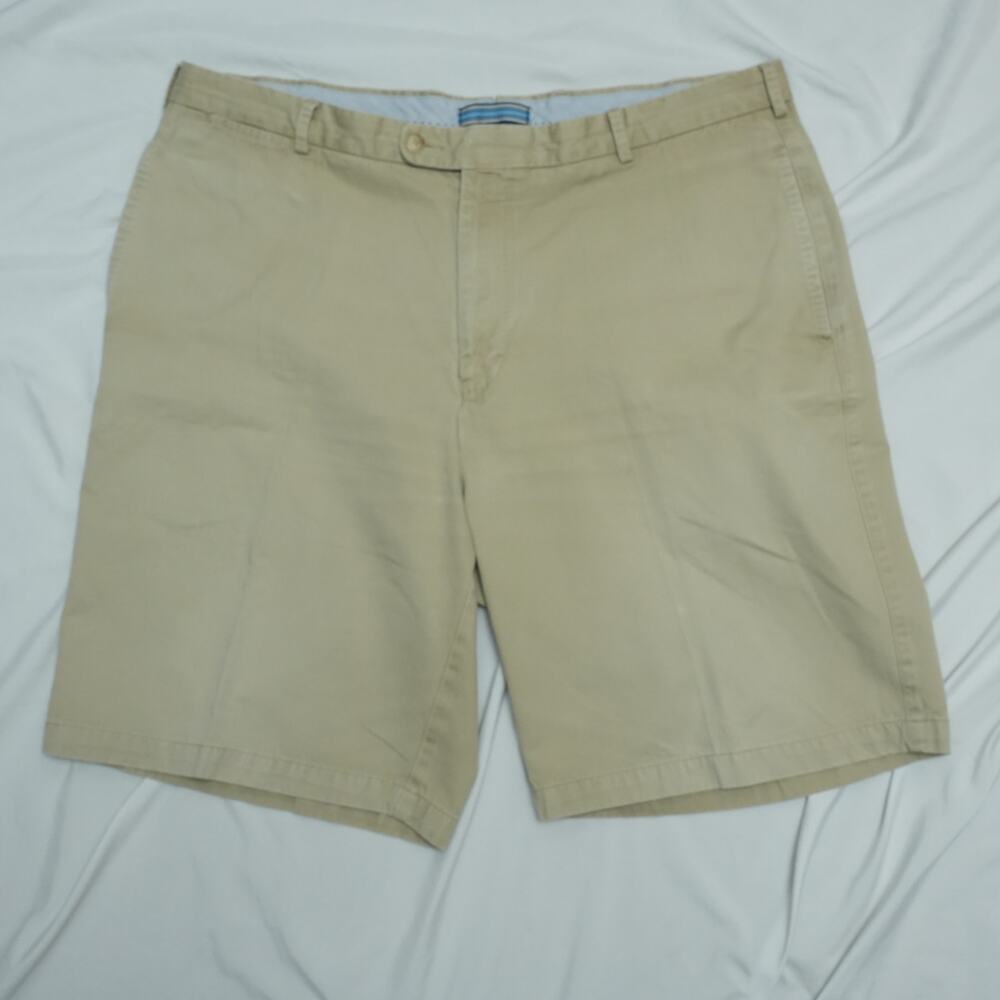 Peter Millar Men's 38 Khaki Pima Cotton Chino Golf Shorts Flat Front